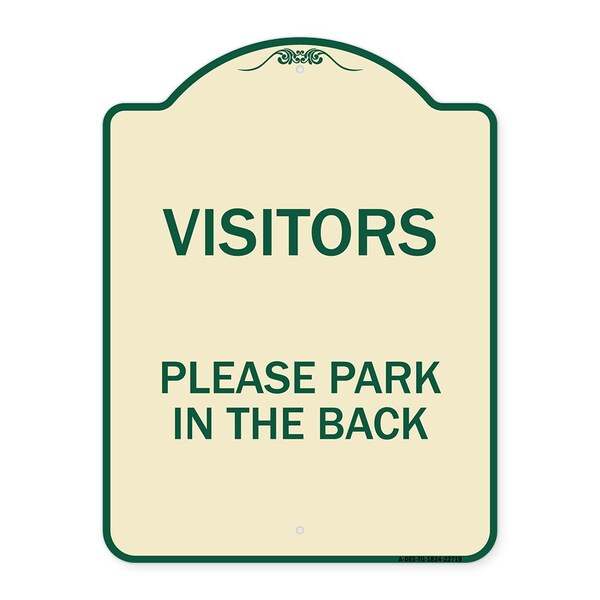Visitors Please Park in the Back Heavy-Gauge Aluminum Architectural Sign, 24" x 18", TG-1824-22719